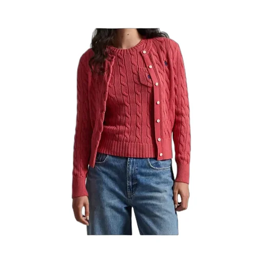 Polo Ralph Lauren Logo Embroidered Cable-Knit Cardigan