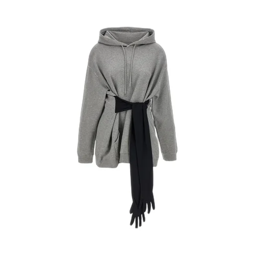 Mm6 Maison Margiela Tie Detailed Hooded Mini Dress