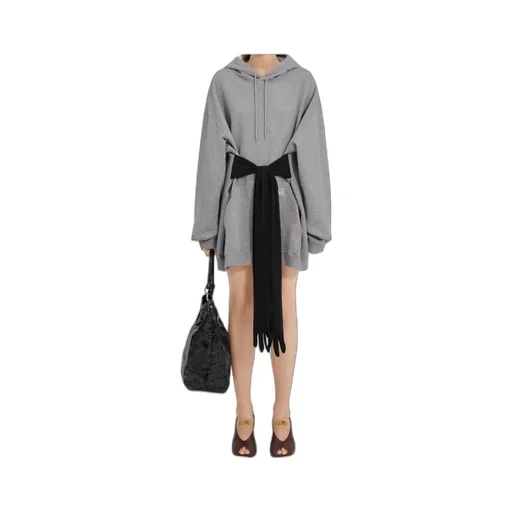 Mm6 Maison Margiela Tie Detailed Hooded Mini Dress