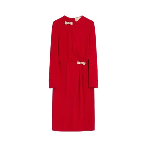 Valentino	Bow Embellished Long-Sleeved Dress