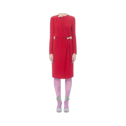 Valentino	Bow Embellished Long-Sleeved Dress