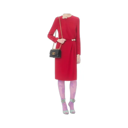 Valentino	Bow Embellished Long-Sleeved Dress