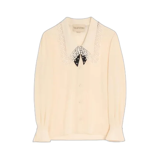 Valentino Lace Detailed V-Neck Shirt