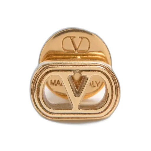Valentino Ovalette Logo Engraved Earrings