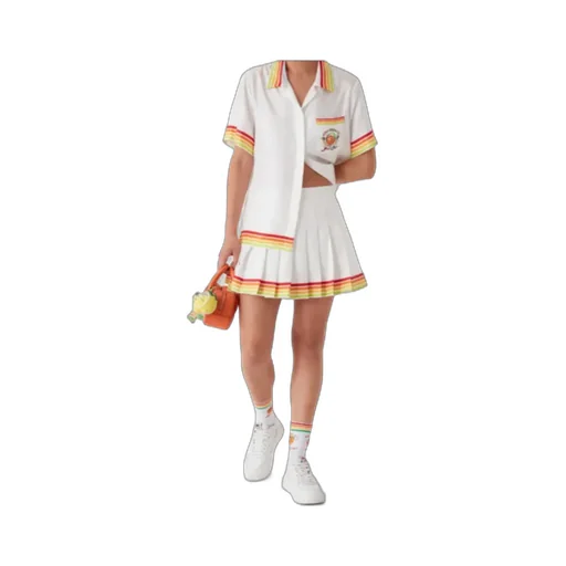 Orange Mascot Pleated Silk Twill Skirt