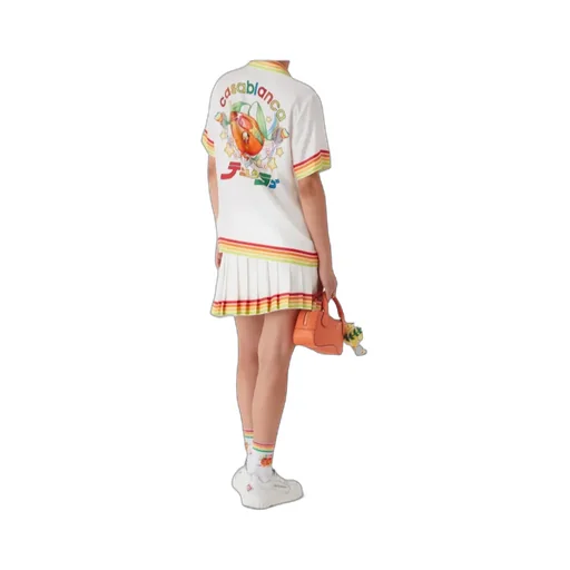 Orange Mascot Pleated Silk Twill Skirt