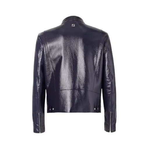 Fendi Zip-Up Leather Biker Jacket