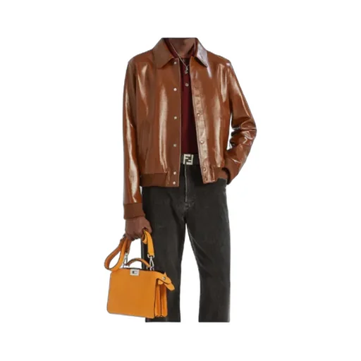 Fendi Long Sleeved Leather Jacket
