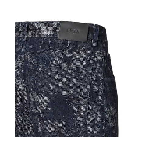 Fendi Straight-Leg Jacquard Long Jeans