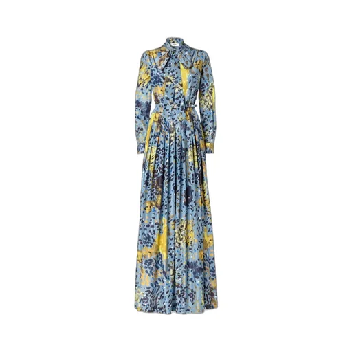 Light Blue Printed Silk Dress