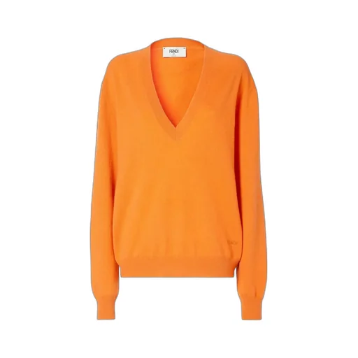 Fendi Logo Embroidered V-Neck Jumper