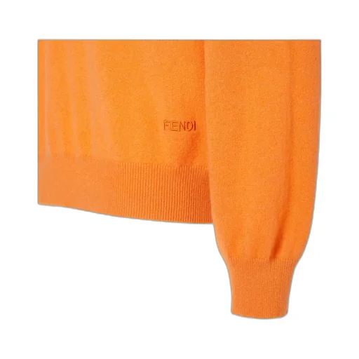 Fendi Logo Embroidered V-Neck Jumper
