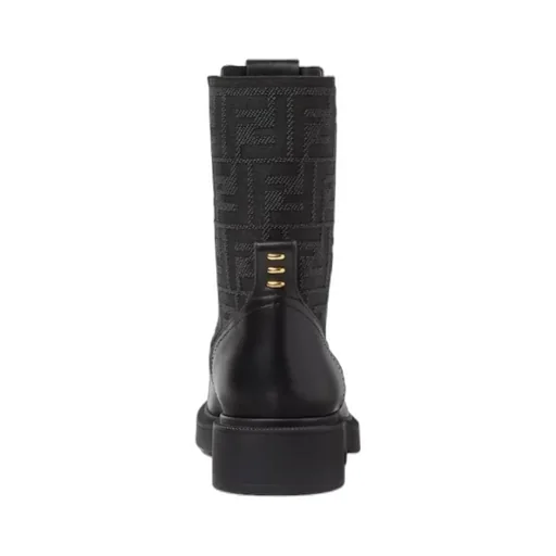 Fendi Filo Ff Jacqaurd Lace-Up Biker Boots
