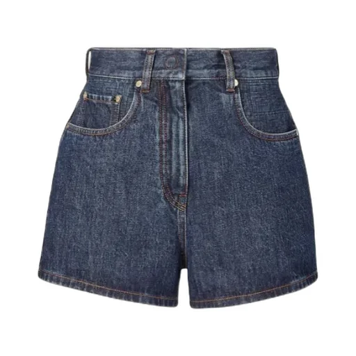 Fendi Logo Patch Denim Shorts