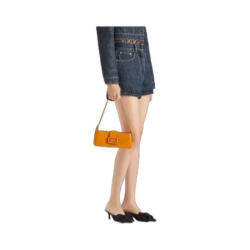 Fendi Logo Patch Denim Shorts
