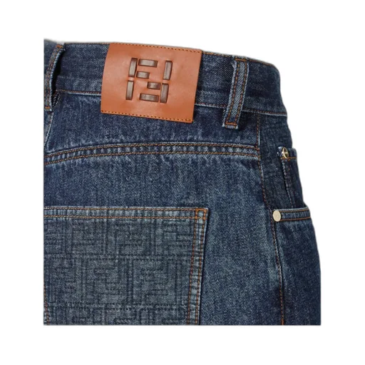 Fendi Logo Patch Denim Shorts