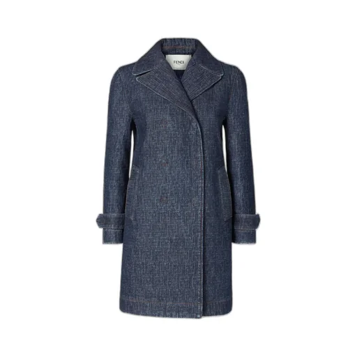 Fendi Double Breasted Ff Denim Midi Jacket