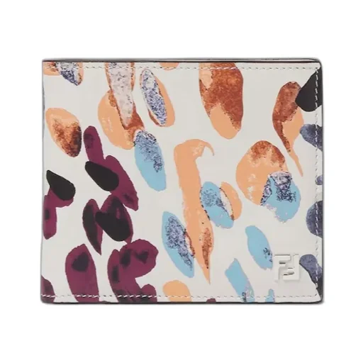 Printed-Leather Squared Wallet