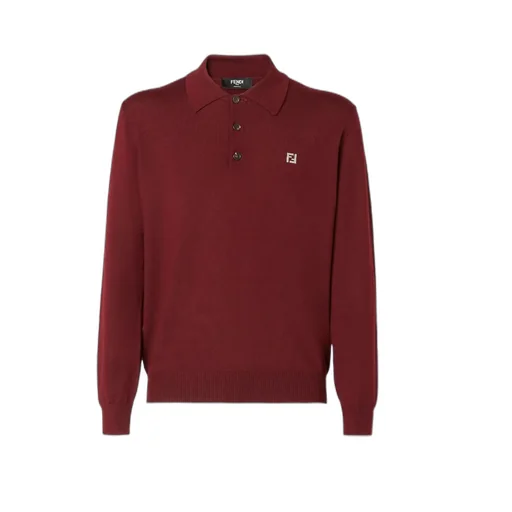 Fendi Ff Plaque Long Sleeved Polo Shirt