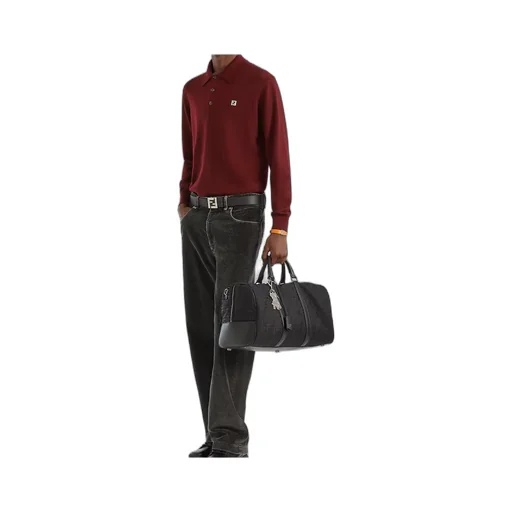Fendi Ff Plaque Long Sleeved Polo Shirt