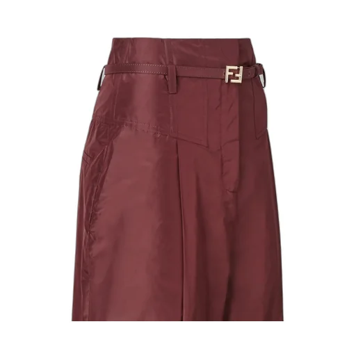 Fendi Taffeta Logo Plaque Wide-Leg Trousers