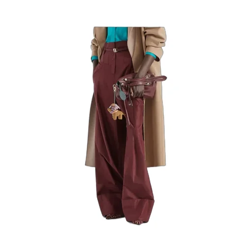 Fendi Taffeta Logo Plaque Wide-Leg Trousers