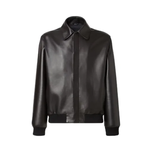 Fendi Concealed Front Long Sleeved Leather Jacket
