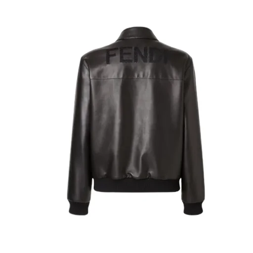 Fendi Concealed Front Long Sleeved Leather Jacket