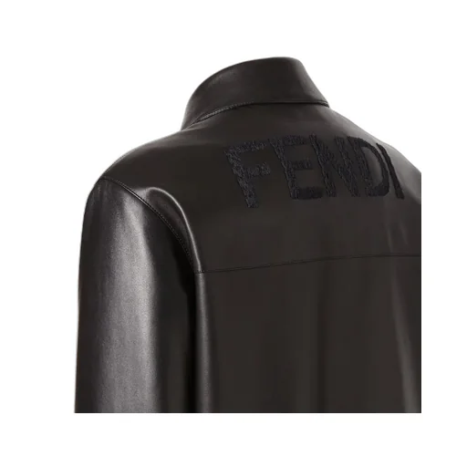 Fendi Concealed Front Long Sleeved Leather Jacket