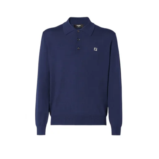 Fendi Ff Plaque Long Sleeved Polo Shirt