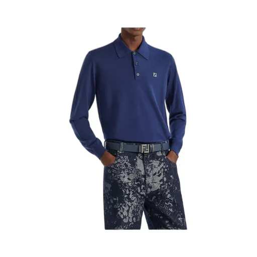 Fendi Ff Plaque Long Sleeved Polo Shirt