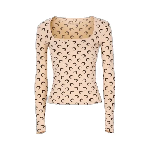 Marine Serre Moon Printed Jersey Square-Neck Top