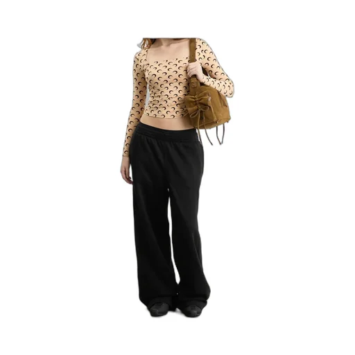 Marine Serre Moon Printed Jersey Square-Neck Top