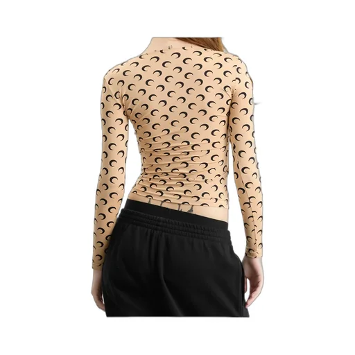Marine Serre Moon Printed Jersey Square-Neck Top