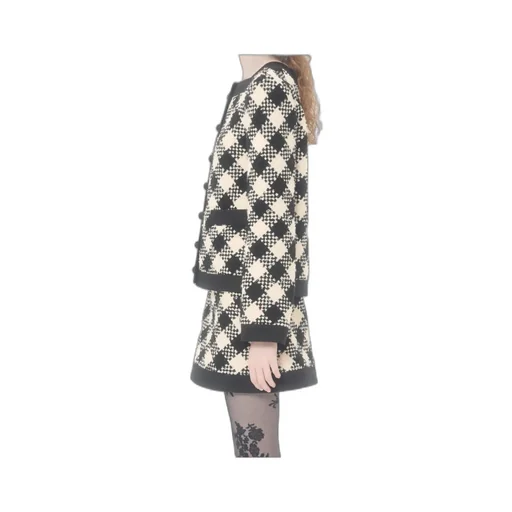 Valentino Damier Button-Up Tweed Jacket