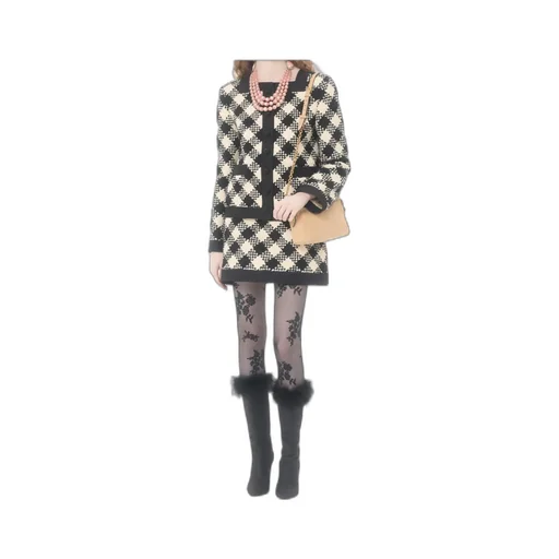 Valentino Damier Button-Up Tweed Jacket