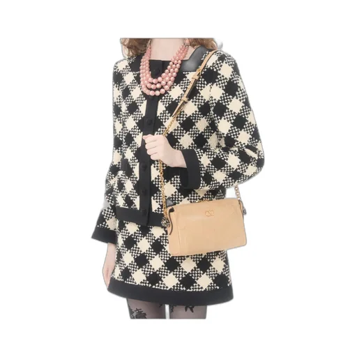 Valentino Damier Button-Up Tweed Jacket