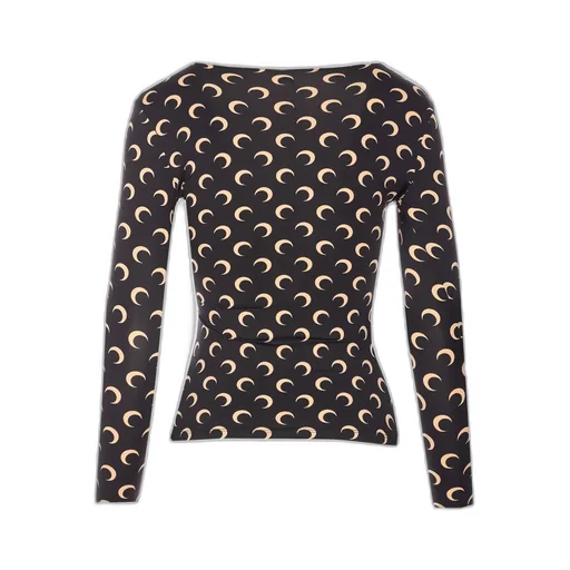 Marine Serre Moon Printed Jersey Square-Neck Top