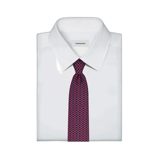 Gancini Bicolor Print Silk Tie