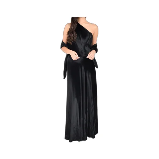 Alberta Ferretti Glossy Velvet One-Shoulder Dress