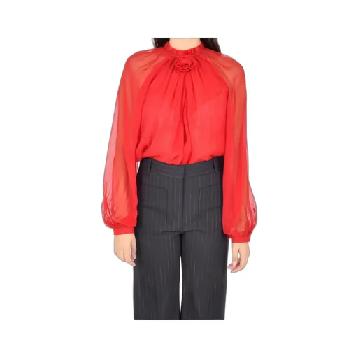 Alberta Ferretti Balloon-Sleeve Satin Blouse