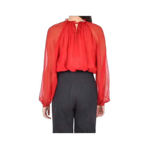 Alberta Ferretti Balloon-Sleeve Satin Blouse