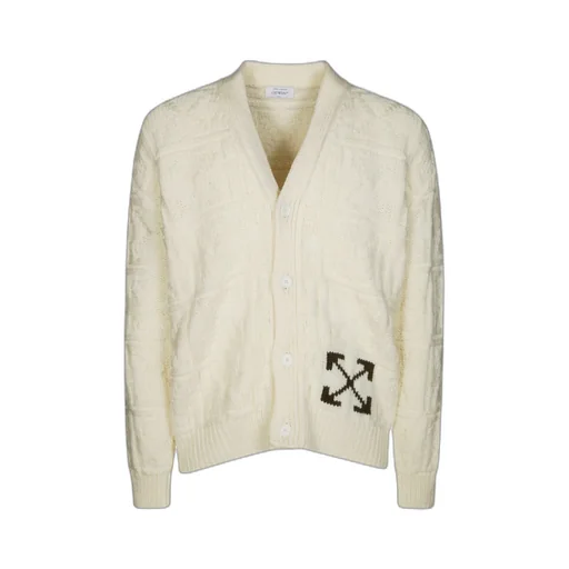 Off-White V-Neck Knitted Cardigan