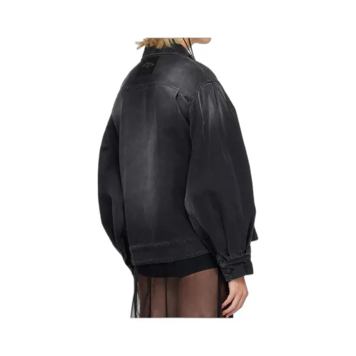 Denim Jacket With Decorative Carved Belt Details