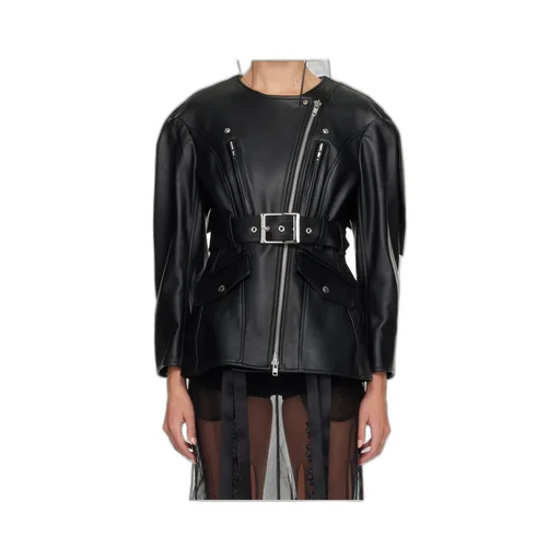 Leather Motorcycle Jacket With A Bow On The Back