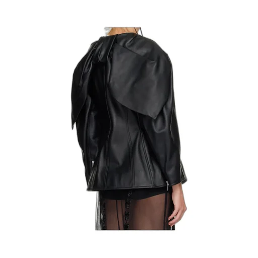 Leather Motorcycle Jacket With A Bow On The Back