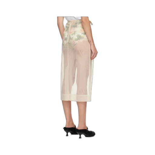 Sheer Bow Ribbon Pencil Midi Skirt