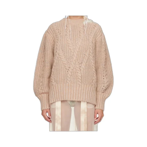 Chunky Knit Sweater With Puff Sleeves