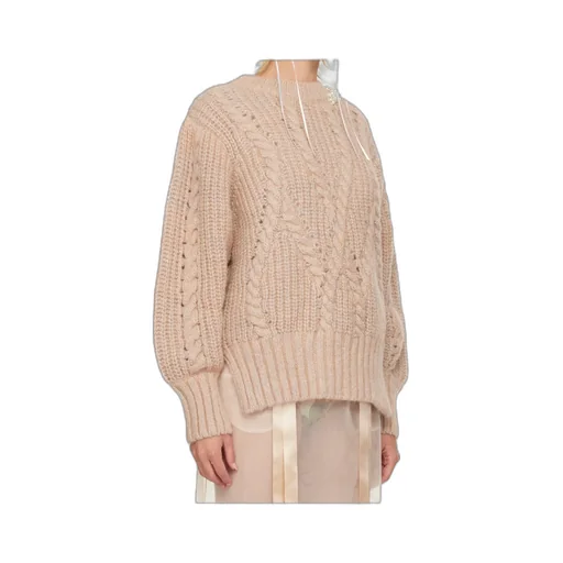 Chunky Knit Sweater With Puff Sleeves