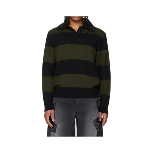 Striped Embellished-Collar Polo Shirt